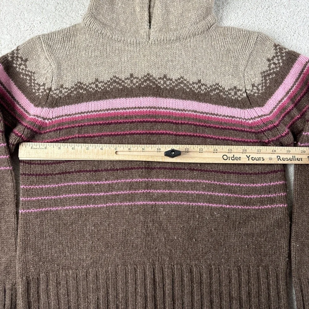 Old Navy Sweater Women's XL Brown Pink Long Sleeve Lambswool Striped Hooded‎